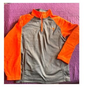 Badger Sport Gray‎ Orange Quarter Zip Pullover Fleece Lined Jacket XS